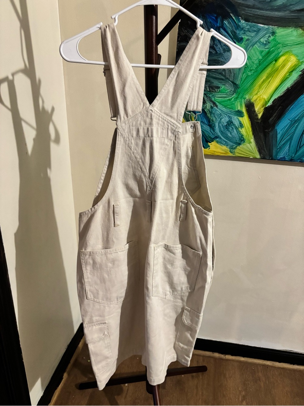 NWT Express cream denim utility overalls. Small - Picture 3 of 3